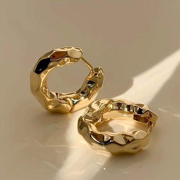 Jewelry - Gold Plated Stainless Steel Textured Hoop Earrings – Everyday Jewelry